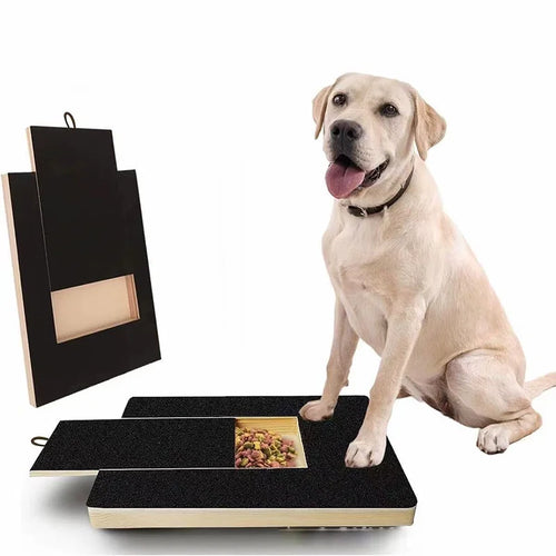 Pet Scratching Board with Built-in Treat Box Dog Nail Trim Pad Pull-Out Nail Scratch Board Toy Sandpaper Board Scratcher for Dog