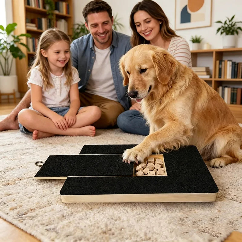 Pet Scratching Board with Built-in Treat Box Dog Nail Trim Pad Pull-Out Nail Scratch Board Toy Sandpaper Board Scratcher for Dog