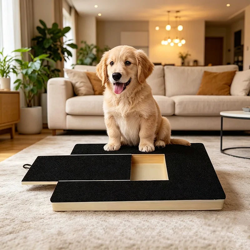 Pet Scratching Board with Built-in Treat Box Dog Nail Trim Pad Pull-Out Nail Scratch Board Toy Sandpaper Board Scratcher for Dog