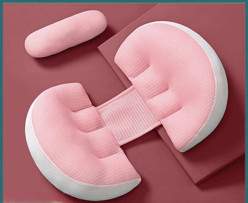 Maternity pillow size and dimensions shown